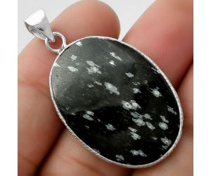 Natural Snow Flake Obsidian Pendant SDP111317 P-1053, 22x31 mm