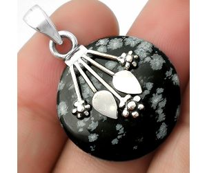 Natural Snow Flake Obsidian Pendant SDP111364 P-1647, 24x24 mm