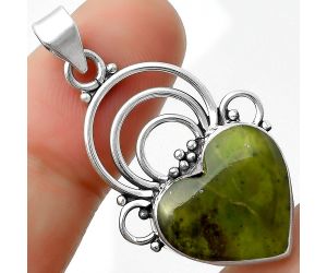 Valentine Gift Heart Natural Chrome Chalcedony Pendant SDP111519 P-1541, 16x17 mm