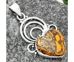 Valentine Gift Heart Coquina Fossil Jasper - India Pendant SDP111521 P-1541, 16x16 mm