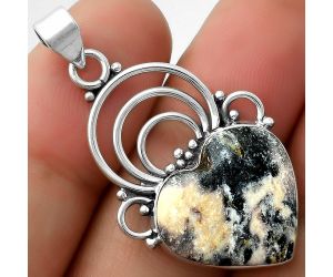 Valentine Gift Heart Natural Indian Blanket Jasper Pendant SDP111531 P-1541, 17x18 mm