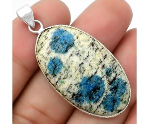 Natural K2 Blue - Azurite In Quartz Pendant SDP112428 P-1053, 20x35 mm