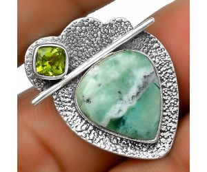 Dendritic Chrysoprase - Africa & Peridot 925 Silver Pendant Jewelry SDP113030 P-1338, 13x15 mm