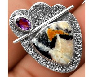 Indian Blanket Jasper & Amethyst Pendant SDP113035 P-1338, 14x14 mm