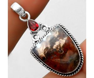 Rare Cady Mountain Agate & Garnet Pendant SDP113071 P-1282, 16x19 mm