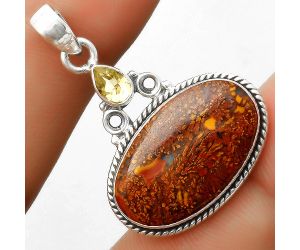 Natural Red Moss Agate & Citrine Pendant SDP113075 P-1282, 13x23 mm