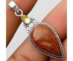 Natural Red Moss Agate & Citrine Pendant SDP113080 P-1282, 13x23 mm