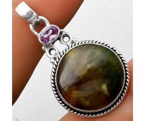 Natural Chrome Chalcedony & Amethyst Pendant SDP113087 P-1282, 18x18 mm