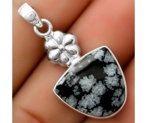 Natural Snow Flake Obsidian Pendant SDP113176 P-1308, 16x18 mm