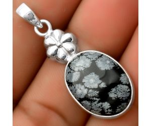 Natural Snow Flake Obsidian Pendant SDP113199 P-1308, 15x20 mm