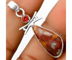 Natural Noreena Jasper & Garnet Pendant SDP113284 P-1243, 10x22 mm