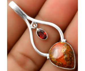 Rare Cady Mountain Agate & Garnet Pendant SDP113704 P-1648, 12x15 mm