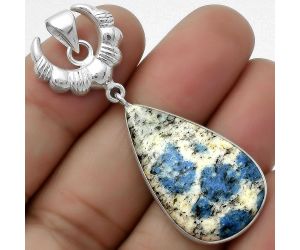 Crescent Moon - K2 Blue - Azurite In Quartz Pendant SDP113900 P-1232, 18x30 mm