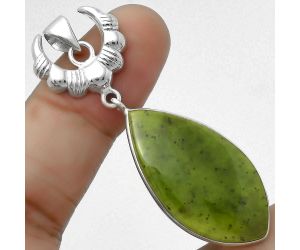 Crescent Moon - Chrome Chalcedony Pendant SDP113950 P-1232, 18x32 mm