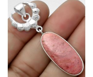 Crescent Moon - Pink Tulip Quartz Pendant SDP113951 P-1232, 12x28 mm