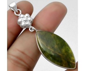 Natural Chrome Chalcedony Pendant SDP114026 P-1211, 17x33 mm