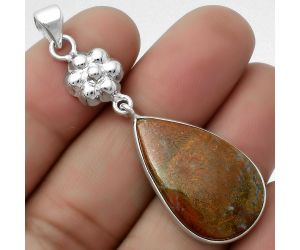 Natural Red Moss Agate Pendant SDP114048 P-1211, 16x26 mm