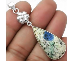 Natural K2 Blue - Azurite In Quartz Pendant SDP114059 P-1211, 15x31 mm