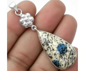 Natural K2 Blue - Azurite In Quartz Pendant SDP114078 P-1211, 17x31 mm