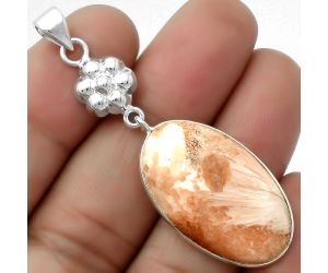 Natural Orange Scolecite - India Pendant SDP114080 P-1211, 17x28 mm