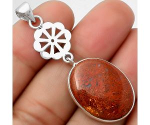 Natural Red Moss Agate Pendant SDP114110 P-1634, 18x22 mm