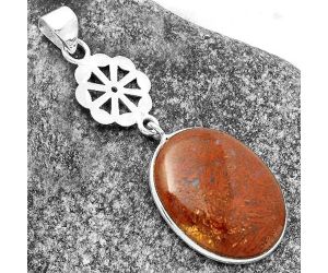 Natural Red Moss Agate Pendant SDP114110 P-1634, 18x22 mm