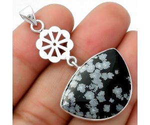 Natural Snow Flake Obsidian Pendant SDP114112 P-1634, 20x27 mm