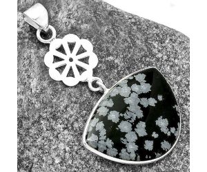 Natural Snow Flake Obsidian Pendant SDP114112 P-1634, 20x27 mm