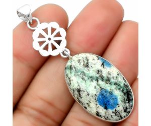 Natural K2 Blue - Azurite In Quartz Pendant SDP114131 P-1634, 18x28 mm