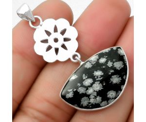 Natural Snow Flake Obsidian Pendant SDP114212 P-1634, 16x26 mm