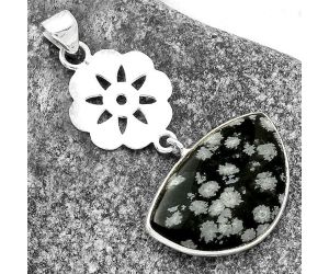 Natural Snow Flake Obsidian Pendant SDP114212 P-1634, 16x26 mm