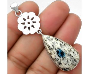 Natural K2 Blue - Azurite In Quartz Pendant SDP114236 P-1634, 15x29 mm