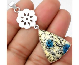 Natural K2 Blue - Azurite In Quartz Pendant SDP114268 P-1634, 20x25 mm