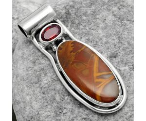 Natural Noreena Jasper & Garnet Pendant SDP114451 P-1130, 9x21 mm