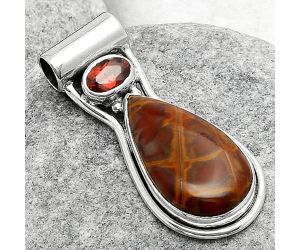 Natural Noreena Jasper & Garnet Pendant SDP114463 P-1130, 11x20 mm