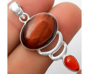 Natural Red Tiger Eye & Carnelian Pendant SDP114649 P-1693, 15x20 mm