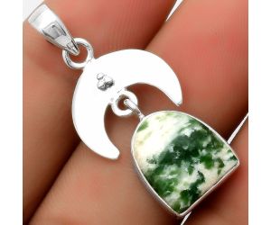 Crescent Moon - Natural Dioptase Pendant SDP114898 P-1133, 12x14 mm