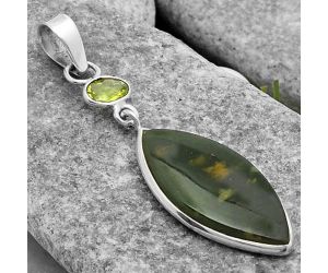 Natural Chrome Chalcedony & Peridot Pendant SDP115042 P-1098, 14x28 mm