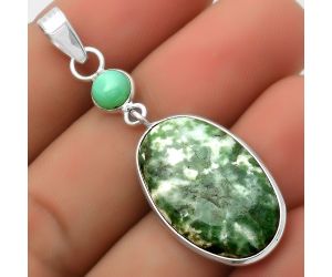 Natural Dioptase & Chrysoprase Pendant SDP115070 P-1098, 15x24 mm