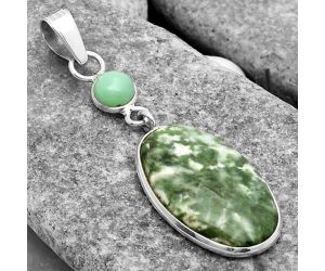 Natural Dioptase & Chrysoprase Pendant SDP115070 P-1098, 15x24 mm