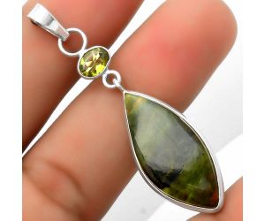 Natural Chrome Chalcedony & Peridot Pendant SDP115087 P-1098, 13x29 mm