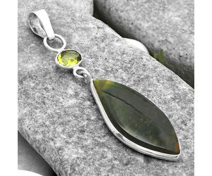 Natural Chrome Chalcedony & Peridot Pendant SDP115087 P-1098, 13x29 mm