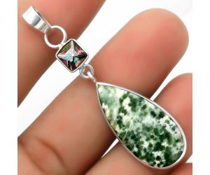 Natural Dioptase & Mystic Topaz Pendant SDP115148 P-1098, 13x27 mm