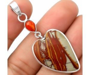 Valentine Gift Heart Noreena Jasper & Carnelian Pendant SDP115170 P-1098, 20x28 mm