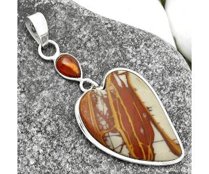 Valentine Gift Heart Noreena Jasper & Carnelian Pendant SDP115170 P-1098, 20x28 mm