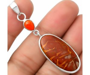 Natural Noreena Jasper & Carnelian Pendant SDP115206 P-1098, 14x28 mm