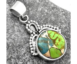 Blue Turquoise In Green Mohave - USA Pendant SDP115270 P-1092, 15x15 mm