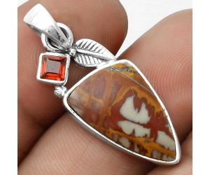 Natural Noreena Jasper & Garnet Pendant SDP115717 P-1652, 12x20 mm