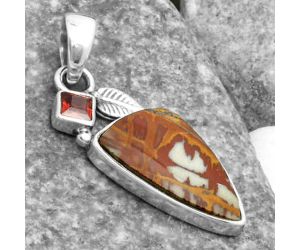 Natural Noreena Jasper & Garnet Pendant SDP115717 P-1652, 12x20 mm