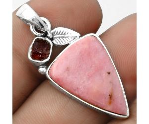 Pink Tulip Quartz & Tourmaline Rough Pendant SDP115732 P-1652, 15x22 mm